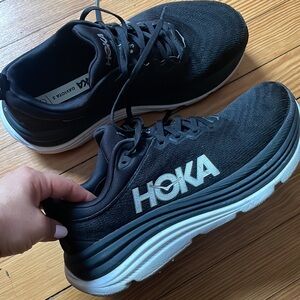 Hoka Black and White Athletic Shoes with Cushioned Midsole